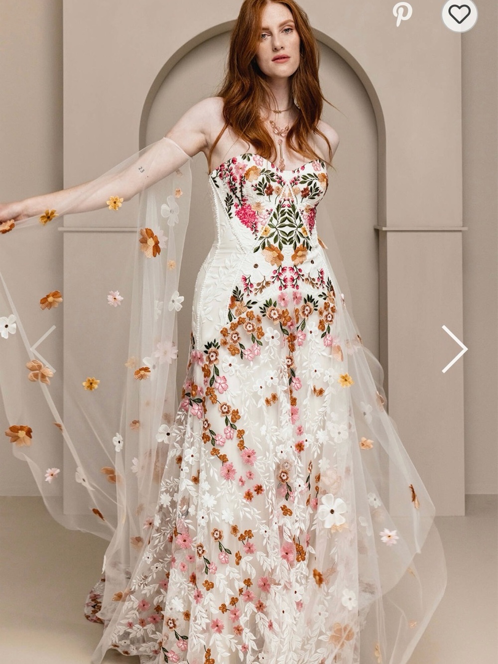 Rue De Seine Strapless Embroidered Floral wedding Gown